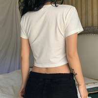 T-shirt court moulant Y2K personnalisé pour femme, motif papillon animalier, col rond, manches courtes, idéal pour l'été – Vente en gros