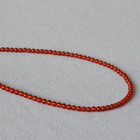 Glace Transparent Rouge Agate Véritable Pierre Perlée Simple Élégant Femme Collier Clavicule Chaîne En Gros