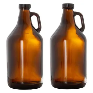 Оптовая продажа, стеклянная бутылка для пива, 1,8 л, коричневая стеклянная бутылка с крышкой