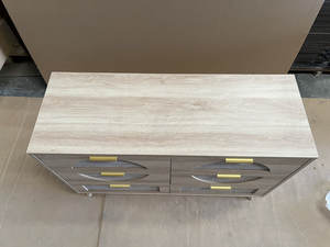 ダブルドレッサー木製引き出しラタンチェスト家具サイドボードリビングルーム用ビュッフェキャビネットゴールデンハンドル付き - Product Image 6