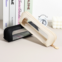 Porte-crayon avec logo personnalisé, pochette transparente en PVC pour stylo avec fermeture éclair