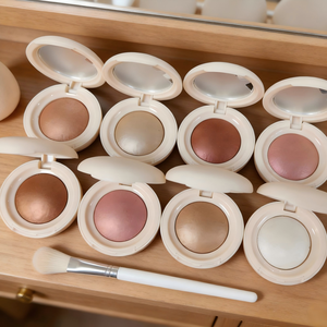 Paleta de Blush Personalizada com Logotipo, Pó Compacto Vegano de Alta Pigmentação, Iluminador e Blush Cintilante para Maquiagem - Product Image 3