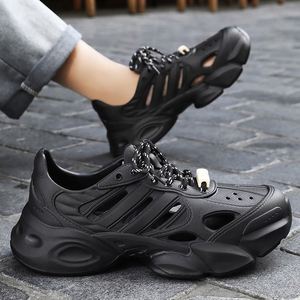 Nouvelles sandales de course pour hommes, style été, à lacets, bout rond, chaussures décontractées sportives, perforations, semelle respirante, amorti, anti-odeur - Product Image 6