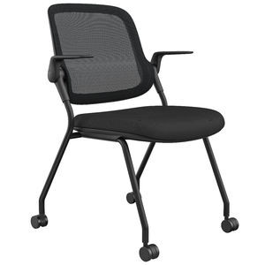 Chaise de bureau de direction contemporaine avec accoudoirs Support de dossier de siège en maille et roues Design moderne pour la formation - Product Image 1