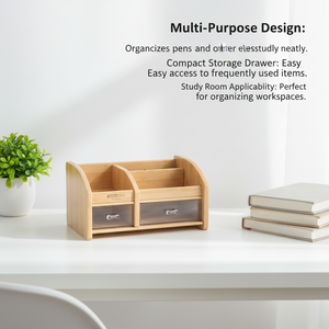 Organisateur de bureau moderne en bambou Glosen <span class=keywords><strong>C2032</strong></span>, créatif et multifonctionnel, type tiroir, à un seul niveau, pour ranger les stylos dans la salle d'étude - Product Image 2
