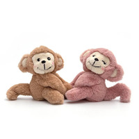 Adorable duo de singes en coton magnétiques Coco Peach de 6 pouces, peluches douces avec aimant pour décoration et cadeau d'anniversaire