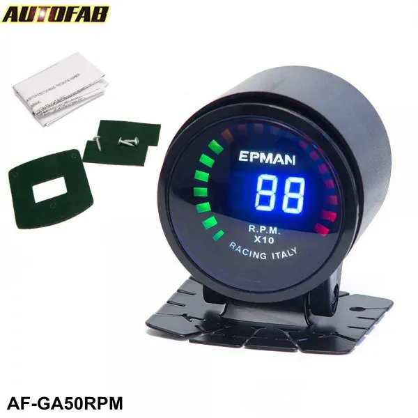 AUTOFAB - Epman автомобиля Мотор Авто 2 "52 мм Цифровой курил 20 LED RPM Тахометр измерителем влажности и температуры с кронштейном AF-GA50RPM