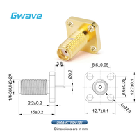 Conector RF de montaje de mamparo hembra SMA para PCB, brida de 4 orificios, Material de latón de