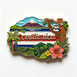 Imán de nevera metálico personalizado con diseño de perezoso y colibrí, bandera de <span class=keywords><strong>Costa</strong></span> <span class=keywords><strong>Rica</strong></span>, recuerdo de viaje de Centroamé<span class=keywords><strong>rica</strong></span>, venta al por mayor - Product Image 6