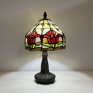 Lámpara <span class=keywords><strong>de</strong></span> Mesa HFBH <span class=keywords><strong>de</strong></span> 8 Pulgadas Estilo Tulipán <span class=keywords><strong>de</strong></span> Vidrio Teñido Europeo - Product Image 1