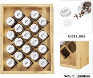 <strong>Spice</strong> Rack <strong>Organizer</strong>, Free Standing Countertop Herb <strong>Spice</strong> Shelf Holder with 20 Glass <strong>Jars</strong> for Kitchen Cabinet (natural Bamboo) - Product Image 3