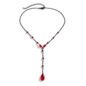 Conjunto de Joyería Vintage Gótica con Collar en <span class=keywords><strong>Y</strong></span>, Estilo Oscuro de Halloween, con Gotas de Sangre <span class=keywords><strong>y</strong></span> Borlas, Collar <span class=keywords><strong>y</strong></span> Aretes para Mujer - Product Image 5