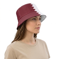Chapeaux Bob Personnalisés en Polyester avec Impression Drapeau National, Taille Adulte, Chapeau de Supporter Drapeau du Qatar pour la Coupe de Football 2026 – Vente en Gros