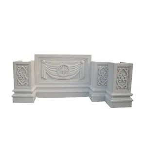 Art Decorative Stone Relief Flower Carving Wall Decoration White marble Wall Sculpture