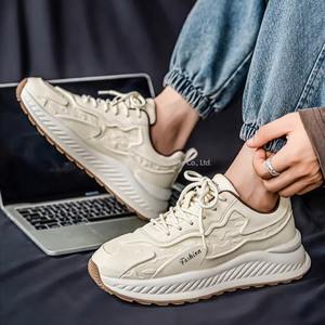 Nuevas Zapatillas Casuales de Lona Transpirable para Hombre, Estilo Dad Shoes con Cordones, Suela Gruesa y Aumento de Altura, Ideales para Otoño - Product Image 5