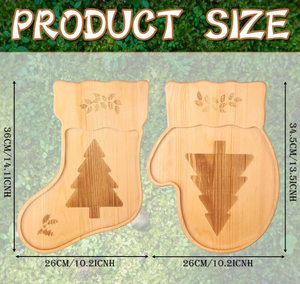 Factory Direct Custom Christmas Wood Serving Tray, <b>Engraved</b> Glove Stocking Shaped Platter, Bulk Wholesale for Holiday Party - Product Image 4
