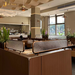 C408 Light Luxury Custom-Made Stainless Steel Partitions Ridded Glass <b>Screen</b> divider for Modern Restaurant Booth Seat - Product Image 1