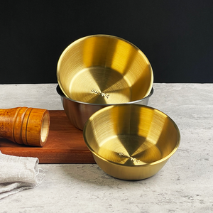 وعاء سلطة مطلية بالذهب ، طقم من الفولاذ المقاوم للصدأ على الطراز الكوري لتوريد المطاعم والفنادق - Product Image 1