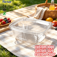 Ensemble de contenants à emporter en plastique PE transparent multi-tailles, utilisation industrielle, OEM personnalisable, boîte alimentaire jetable étanche, restaurant
