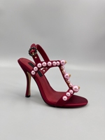 Sandales élégantes à bride en T en soie ornée de fleurs bordeaux/rose/noir, bout pointu, talon compensé de 10,5 cm, semelle intermédiaire en cuir véritable, caoutchouc