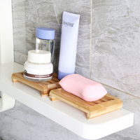 Porte-savon en bambou durable imperméable et de luxe 100% naturel élégant pour salle de bain ou cuisine