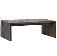 Table basse en bois de pin consacré, hauteur basse, style médiéval, table basse antique