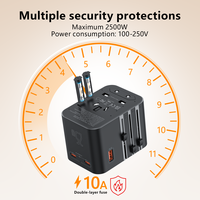 Adaptateur de voyage international ANRMESUN 25W PD pour ordinateur portable PC avec 2 ports USB-A et 2 ports USB-C, prise UK 100-240V, courant nominal 10A