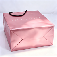 Sac de shopping en papier de haute qualité, recyclé, pliable, pour vêtements, sous-vêtements, chaussures, chaussettes, avec poignée en corde de coton rose