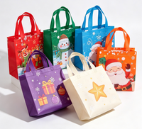 Sac fourre-tout en non-tissé laminé imprimé de dessins animés de Noël, multi-tailles, réutilisable, écologique, pour emballages cadeaux de Noël