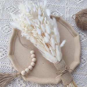 G57 Fleurs Boho Décoration de table pour la maison Bouquet de queues de lapin blanches Fleurs séchées 17 pouces Décor d'herbe de pampa séchée Queues de lapin - Product Image 3
