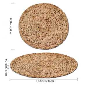 Pot <strong>Mats</strong> Handwoven Rattan Placemats <strong>Round</strong> Heat Insulation <strong>Mats</strong> Natural Woven <strong>Table</strong> <strong>Mats</strong> for Dining Home Wedding Decor - Product Image 2