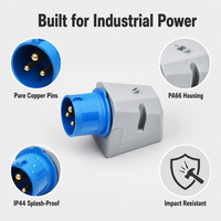 Prise murale industrielle CEE bleue étanche IP44 32A 230V 2P+E 3 broches pour chantier et industrie
