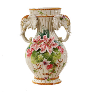 Jarrón Decorativo de Cerámica Estilo Europeo Pastoral con Elefante, Estilo Chino Moderno para Sala de Estar, Mueble de TV, Arreglos Florales para el Hogar - Product Image 5