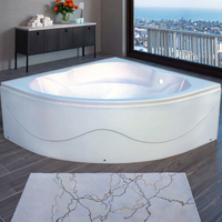 Baignoire d'angle moderne 150x150 cm en acrylique, de luxe, pour massage et immersion, en matériaux écologiques, avec drain réversible, pour hôtels et villas