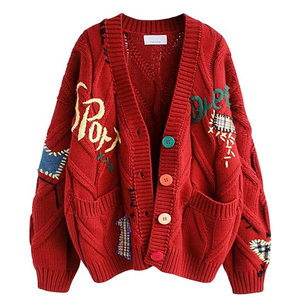 OEM ODM <span class=keywords><strong>Cardigan</strong></span> floreale lavorato a maglia Jacquard maglione a maniche lunghe maglieria invernale per ragazze vestiti da donna personalizzabili - Product Image 1