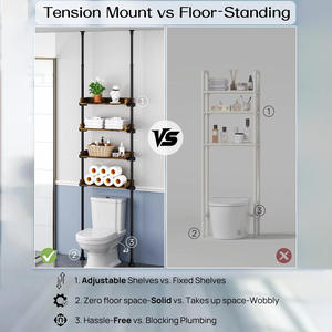 Étagères d'angle modernes personnalisées pour <span class=keywords><strong>salle</strong></span> <span class=keywords><strong>de</strong></span> <span class=keywords><strong>bain</strong></span>, organisateur <span class=keywords><strong>sur</strong></span> <span class=keywords><strong>pied</strong></span>, étagère murale en acier inoxydable réglable pour petits espaces, sans perçage - Product Image 2