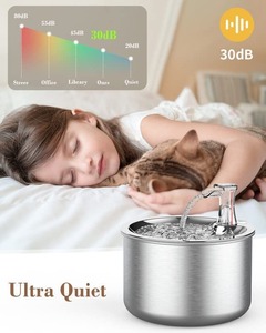 2L Stainless Steel Cat Water Fountain Ultra-Quiet Pump Automatic <strong>Dog</strong> Dispenser Water <strong>Bowl</strong> Multiple Pets Water Fountain - Product Image 5