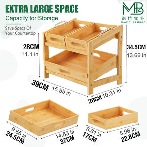 Panier à fruits et légumes en bambou à double couche <span class=keywords><strong>de</strong></span> grande taille en gros avec boîte <span class=keywords><strong>de</strong></span> rangement amovible pour comptoirs <span class=keywords><strong>de</strong></span> cuisine - Product Image 4