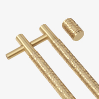 Poignées de meuble MAXERY modernes en laiton massif, poignées de placard de cuisine texturées dorées de luxe, quincaillerie décorative moletée pour meubles
