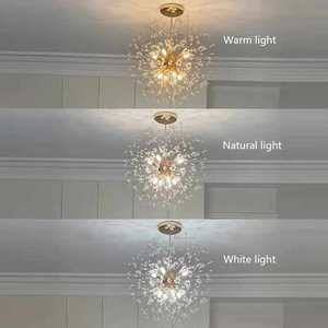 Nordique romantique salle à manger décor à la maison luxe cristal or argent lustre Restaurant pissenlit feux d'artifice Led suspension - Product Image 3