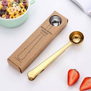 Multifunctional Stainless Steel Metal 15ml Powder Coffee <b>Measuring</b> <b>Spoon</b> with Seal Clip - Product Image 2