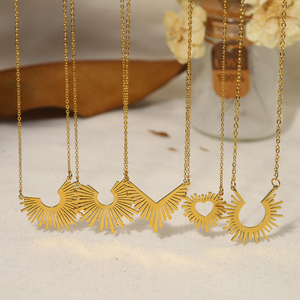 Collier pendentif Jietao personnalisé en acier inoxydable plaqué or 18 carats, motif soleil découpé, bijoux anti-ternissement tendance pour femme - Product Image 2