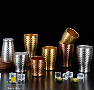 Tasse à <span class=keywords><strong>eau</strong></span> martelée double paroi en acier inoxydable 304 coréen, cadeau promotionnel, tasse à café pour usage commercial, restaurants de barbecue - Product Image 3