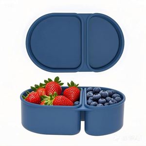 Silicone Foldable 2-Compartment Sauce & Seasoning <b>Box</b> with Lid, Leak-Proof Silicone Snack & Salad <b>Container</b> - Product Image 5