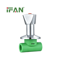 IFAN ASTM F2389 Robinet encastré en plastique de qualité supérieure 20-32MM PPR, vert chromé, robinet d'arrêt PPR encastré