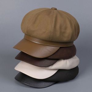 Boina Unisex de Piel Sintética con Visera, Estilo Británico Informal, para Otoño-Invierno 2025, Nueva Colección - Product Image 1