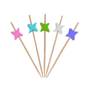 Paquete de 100 Palillos de Bambú para Cócteles, Diseño de Flor de Melocotón Verde, 4.72 Pulgadas, Palillos Desechables para Comida - Product Image 6