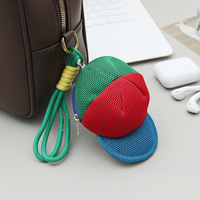 Dompet Mini Bentuk Topi Baseball, Tas Gantungan Kunci Mini, Casing Earphone Jala Warna Permen Terlaris, Tas Penyimpanan Multifungsi