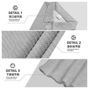 เสื้อโปโลแขนยาวผ้าวาฟเฟิลสำหรับผู้ชาย รุ่น 26 Cross Border สีเทาอ่อน สวมใส่สบายๆ ทำจากเส้นใยโพลีเอสเตอร์ DF-84 - Product Image 5