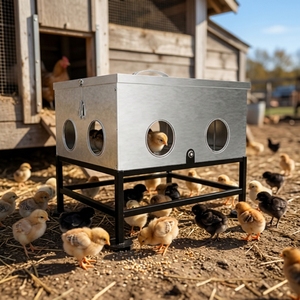 เครื่องให้อาหารไก่อัตโนมัติ JH-Mech ป้องกันสัตว์ฟันแทะ ไม่สิ้นเปลืองอาหาร ขนาด 35 ปอนด์ 8 ช่อง  ทำจากโลหะชุบสังกะสีขนาดใหญ่ - Product Image 1